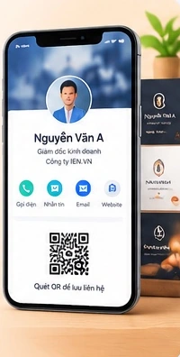 Danh thiếp số có ảnh đại diện, nút liên hệ và mã QR