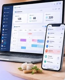 Bảng lịch hẹn và quản lý spa trên laptop và điện thoại